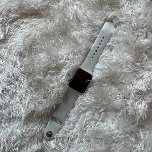 Apple Watch - silver watch face with white band